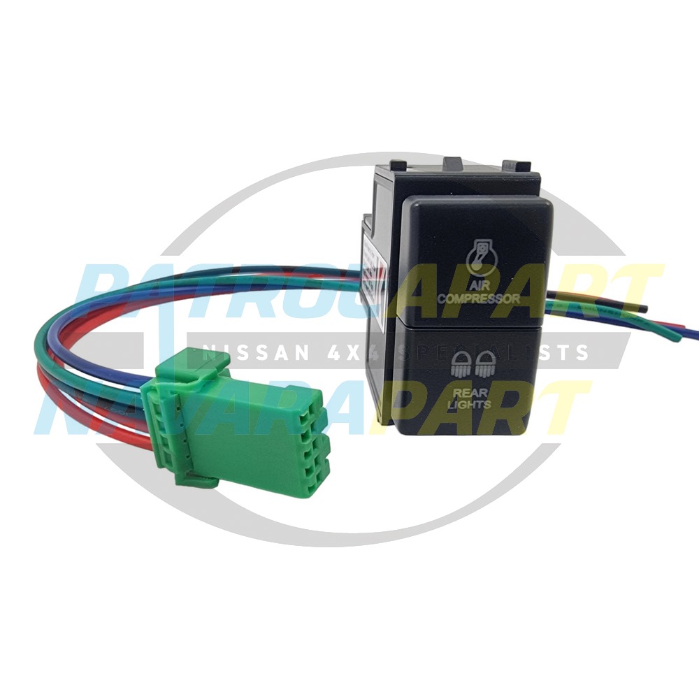Genuine Nissan Dual Button Air Compressor & Rear Light Switch - Nissan Patrol Y62