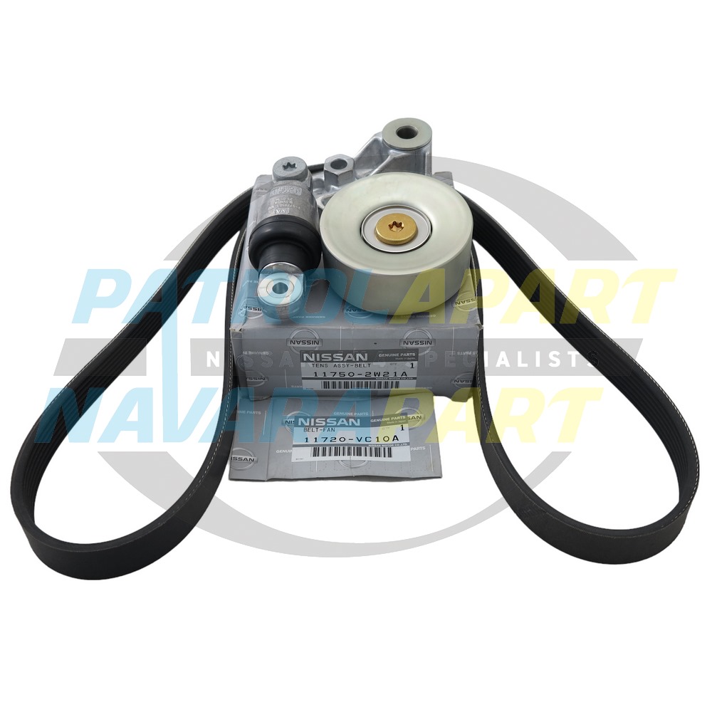 Genuine Nissan Fan Belt Tensioner Kit with Belt ZD30 - Nissan Patrol Y61 GU & Navara D22