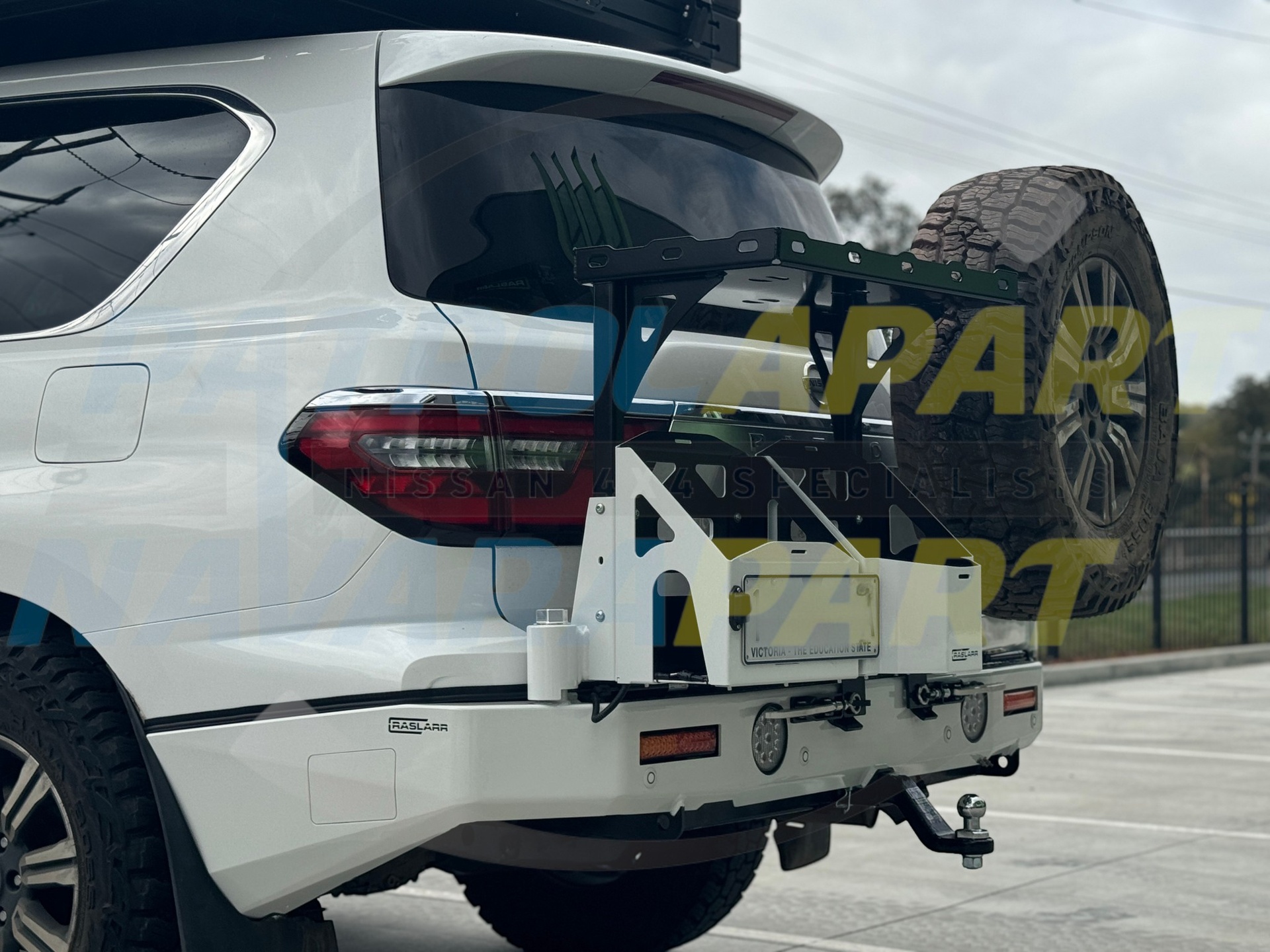 Raslarr V2 Rear Bar Black Right Tyre & Left Dual Jerry Can Carriers - Nissan Patrol Y62 S5