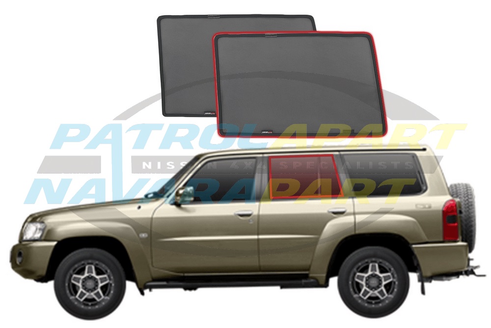 2nd Row Rear Window Set SNAP SHADES - Nissan Patrol Y61 GU