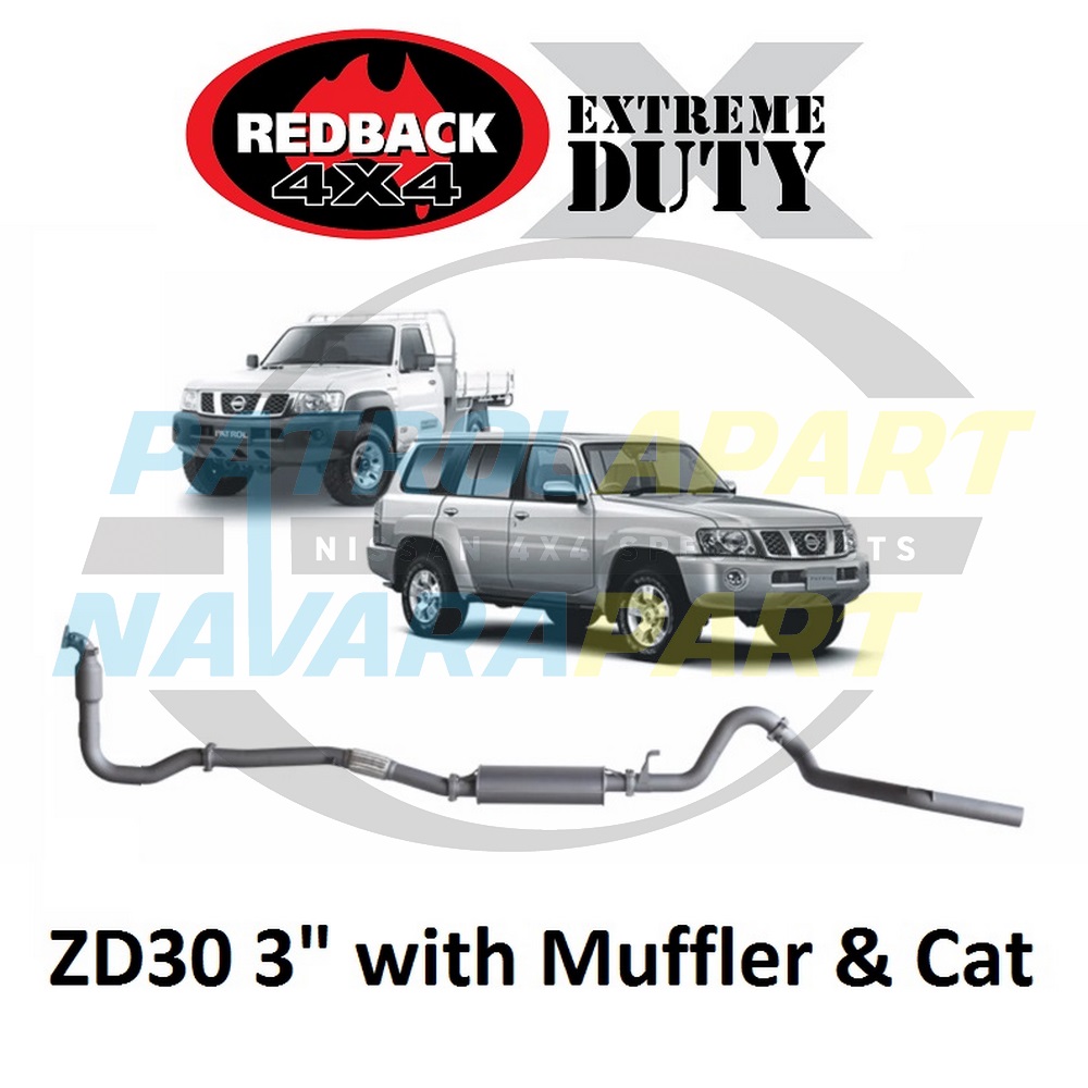 REDBACK 3" Exhaust with Muffler & Cat ZD30 - Nissan Patrol Y61 GU