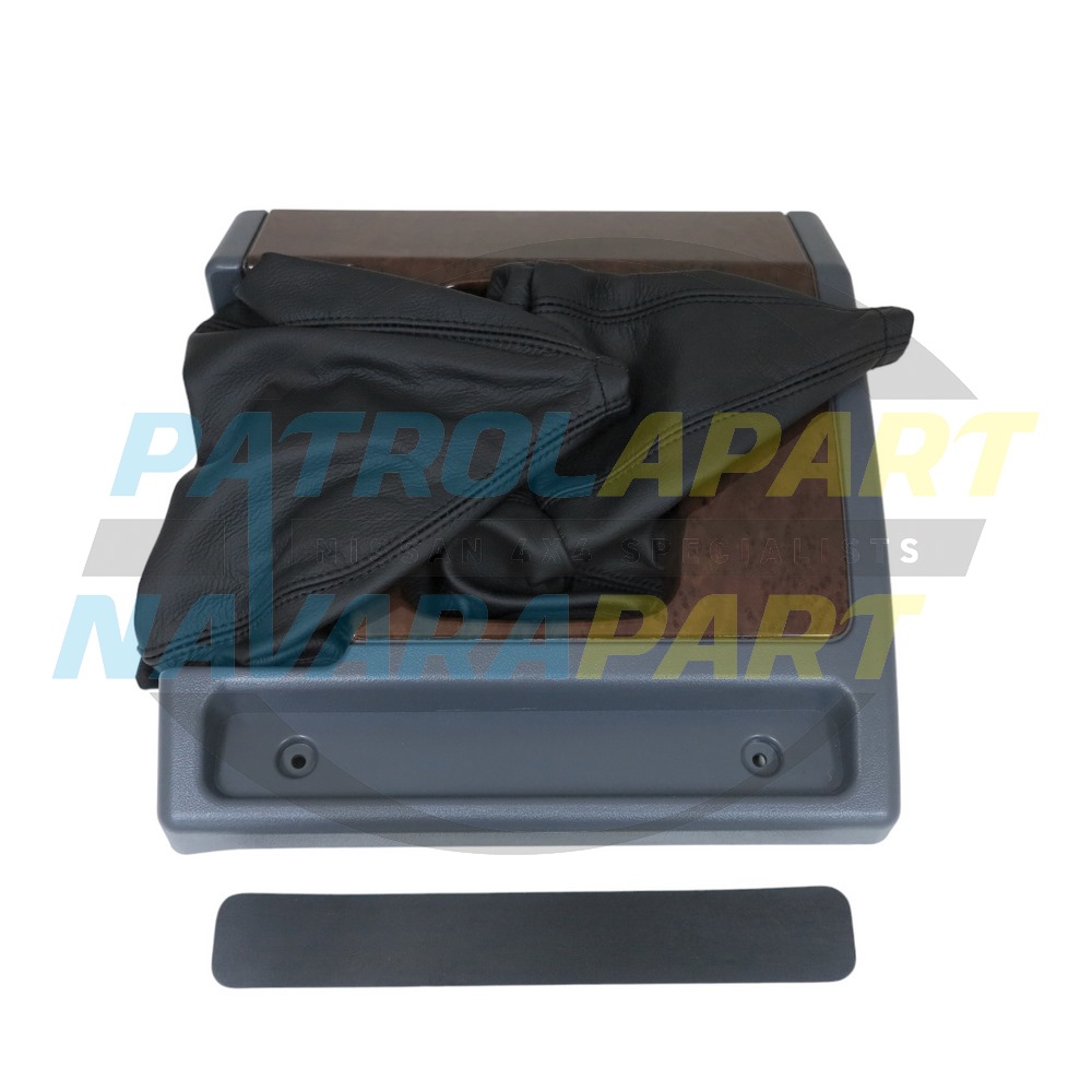 Patrolapart Manual Shifter Surround Woodgrain with Leather Gaiters - Nissan Patrol Y60 GQ 10/91+