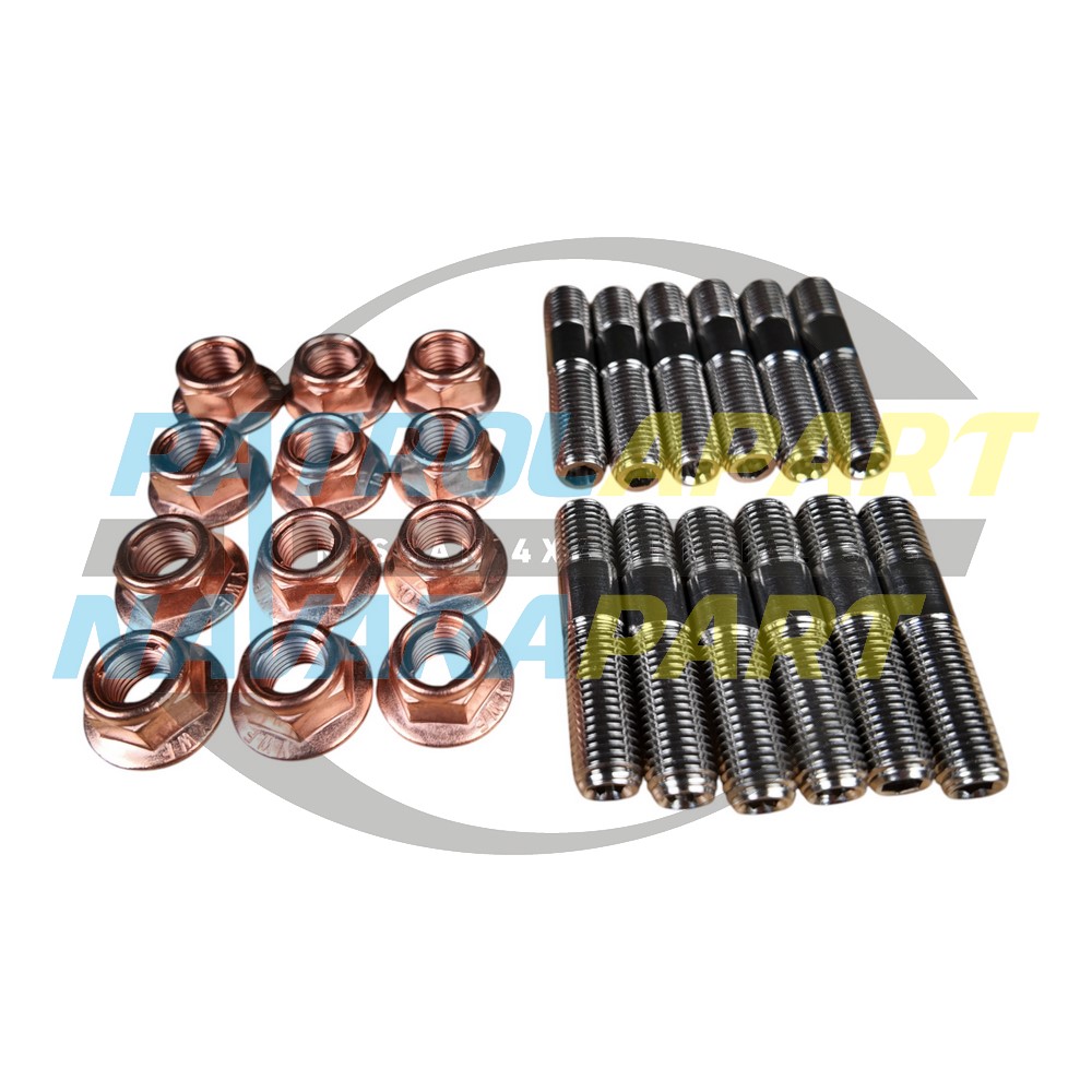 Patrolapart Inconel Exhaust Manifold Stud & Copper Flanged Nut Kit RB30, TB42, TB45 - Nissan Patrol Y60 GQ & Y61 GU