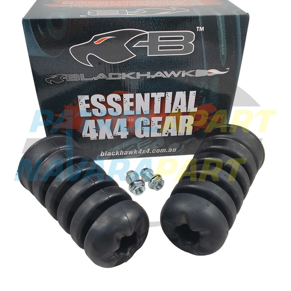 Blackhawk 4x4 Extended Front Bump Stop Pair - Nissan Patrol Y60 GQ, Y61 GU & Navara D23
