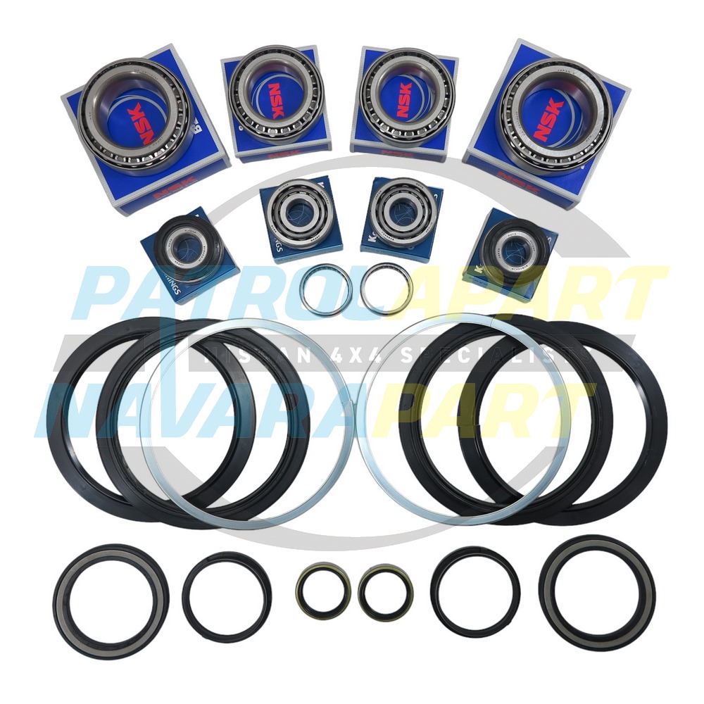Front Axle Swivel Hub Rebuild Kit with NSK/KOYO Wheel Bearings - Nissan Patrol Y61 GU