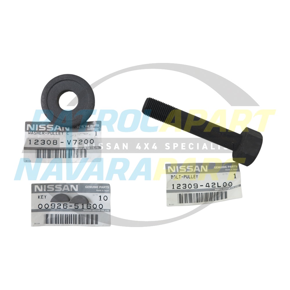 Genuine Nissan Harmonic Bolt, Washer & Woodruff Keys RD28 - Nissan Patrol Y60 GQ & Y61 GU