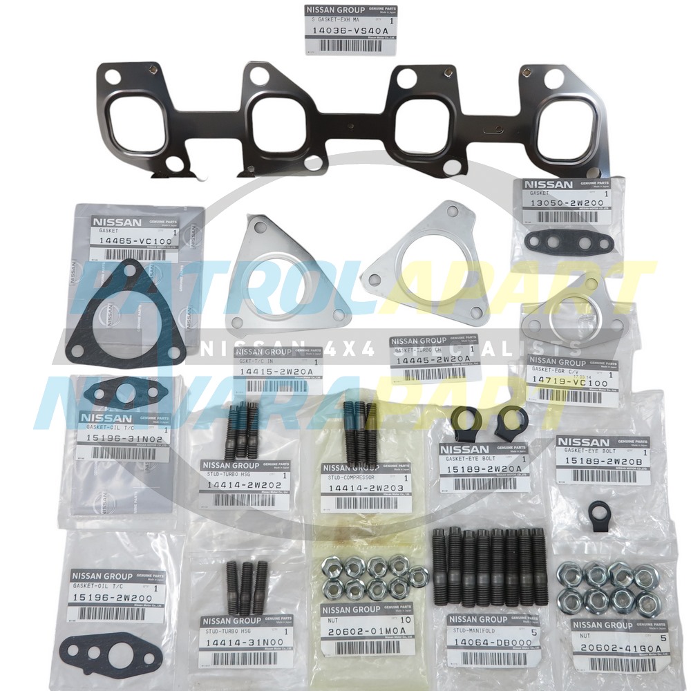 Genuine Nissan Gasket & Stud Kit with Nuts Suit Exhaust Manifold ZD30 - Nissan Patrol Y61 GU