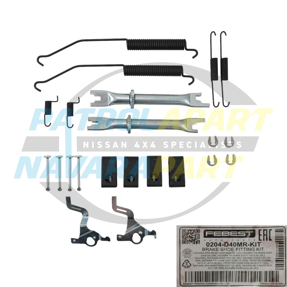 Rear Drum Brake Fitting Hardware Kit - Nissan Navara D40