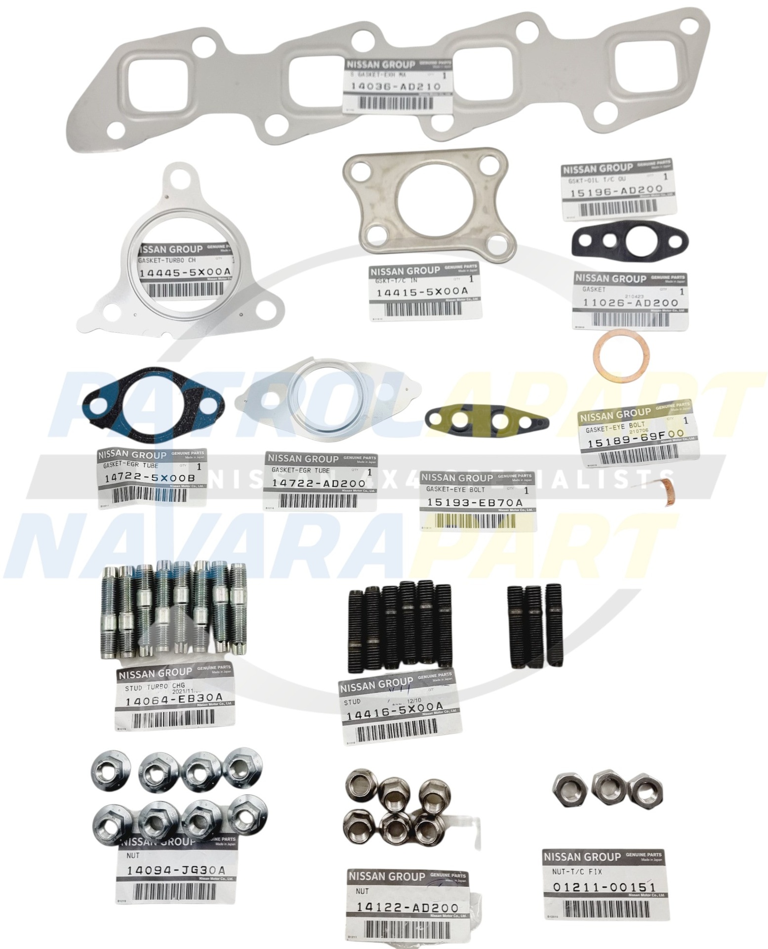 Genuine Nissan Navara D40 R51 YD25 VSK 2010on Manifold Replacement Kit Studs / Nuts / Gaskets
