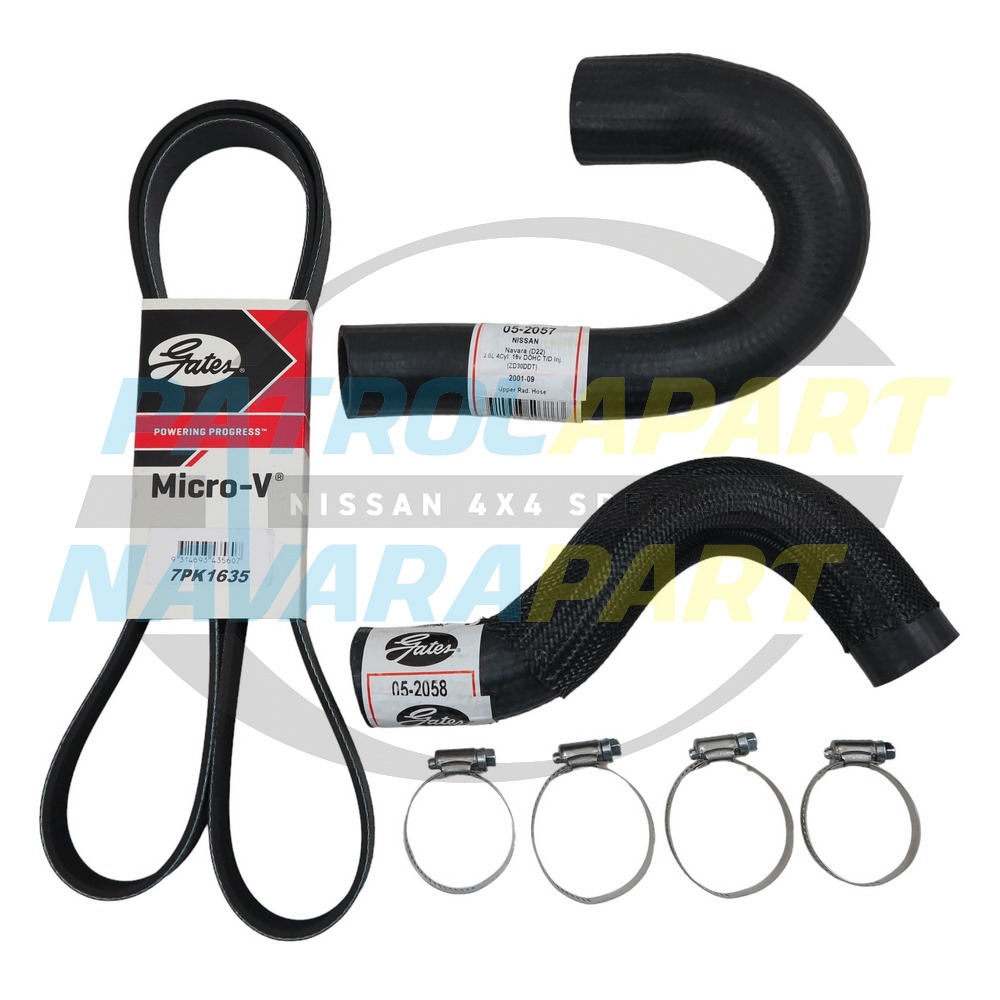 Emergency Radiator Hose & Fan Belt Kit - Nissan Navara D22 ZD30 DI