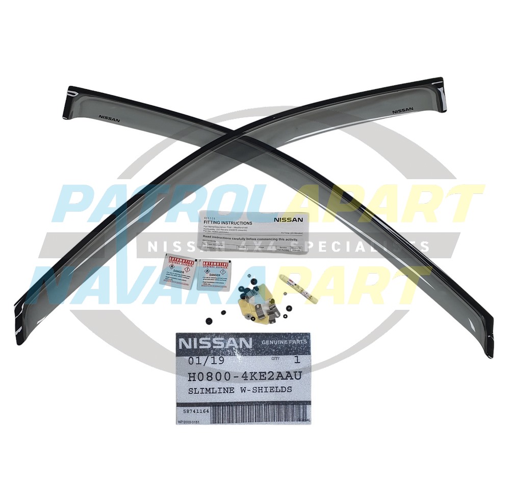 Genuine Nissan Tinted Slimline Weathershield Front PAIR - Navara D23 NP300 Single Cab