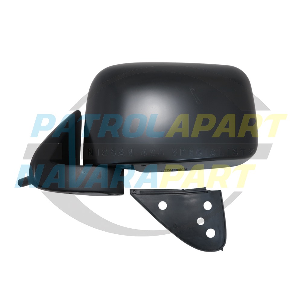Left Hand Black Manual Mirror - Nissan Navara D22 YD25 DX 2008 on