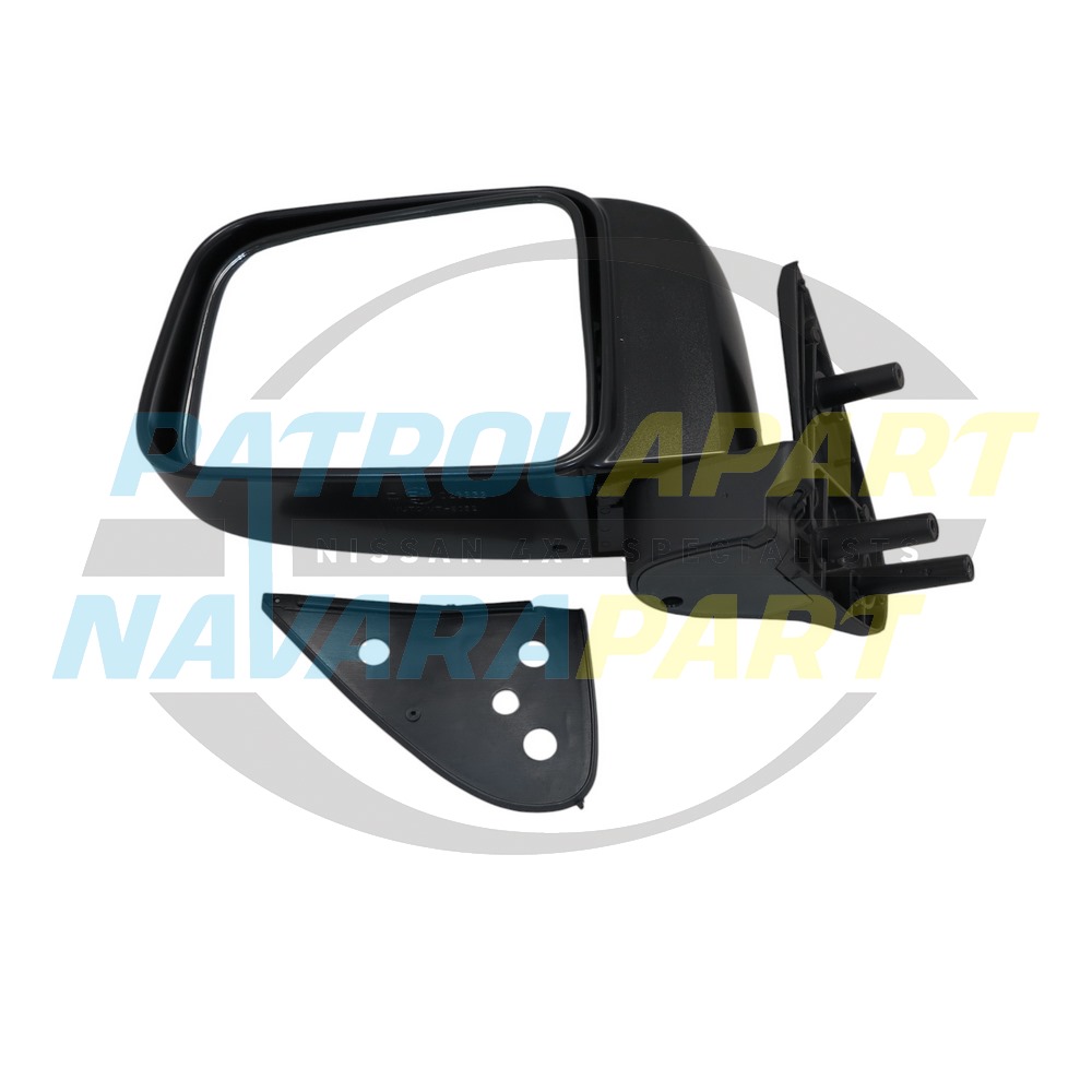 Left Hand Black Manual Mirror - Nissan Navara D22 YD25 DX 2008 on