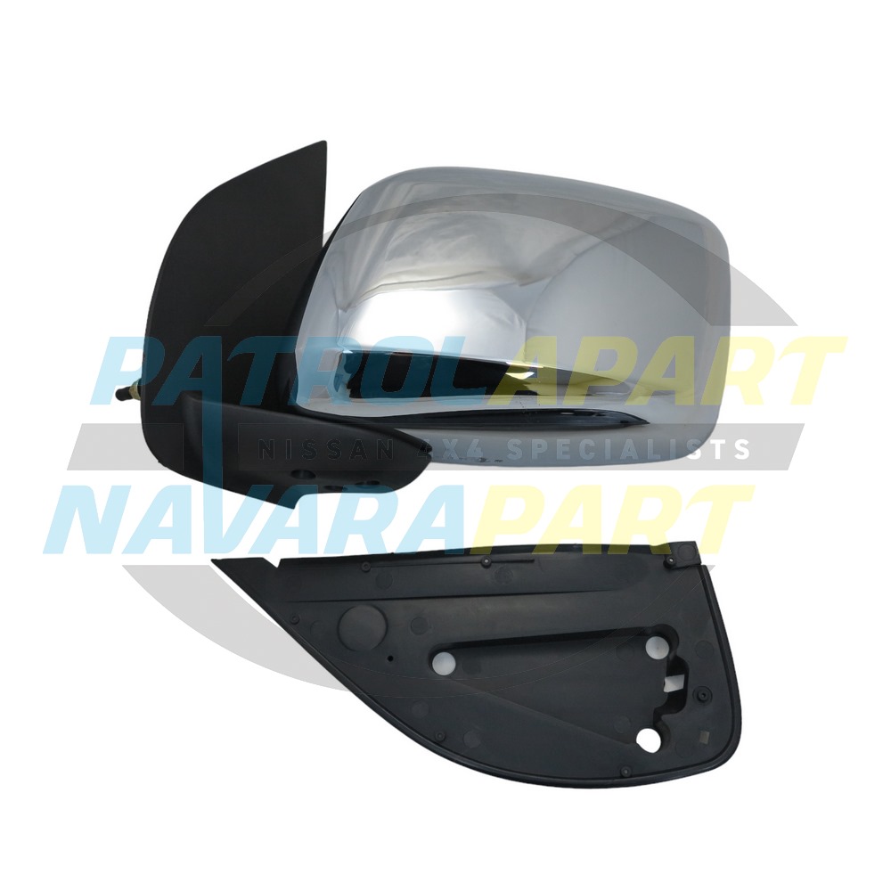 Left Hand Manual Chrome Mirror - Nissan Navara D40 VSK 4WD 2005-10